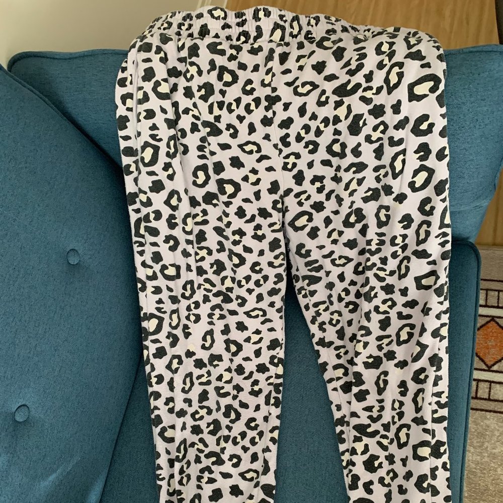 Purple Leopard Print Fleece Lounge Jogger Pants